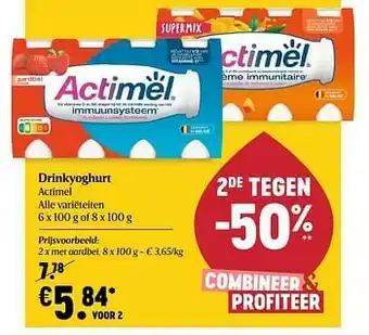 Delhaize Drinkyoghurt actimel met aardbei aanbieding