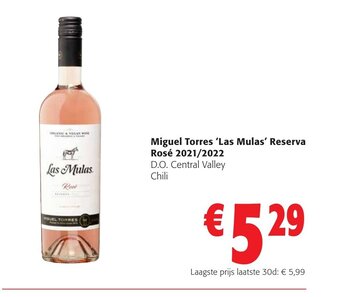 Colruyt Miguel Torres 'Las Mulas' Reserva Rose 2021/2022 aanbieding
