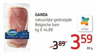 Spar Colruyt Ganda natuurlijke gedroogde belgische ham aanbieding