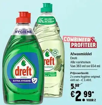 Delhaize Afwasmiddel dreft extra hygiëne original aanbieding