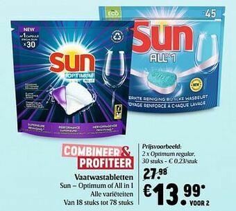 Delhaize Vaatwastabletten sun optimum regular aanbieding