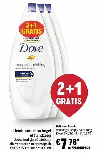 Delhaize Douchegel deeply nourishing dove aanbieding