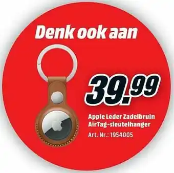 Apple leder zadelbruin airtag-sleutelhanger