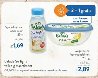 OKay Balade So light Specialiteit van lichte room 25cl, Ongezouten boterspecialiteit 250g aanbieding