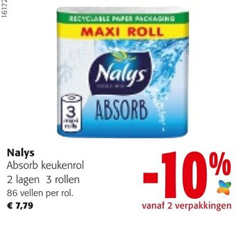Colruyt Nalys Absorb Keukenrol 2 Lagen 3 Rollen aanbieding