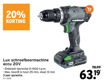 GAMMA Lux schroefboormachine accu 20V aanbieding