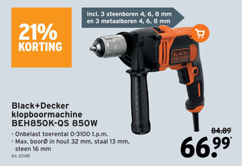 GAMMA Black+Decker klopboormachine BEH850K-QS 850W aanbieding