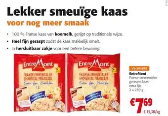 Colruyt Entre Mont Franse Emmentaler Geraspte Kaas Extra Fijn 2 x 250g aanbieding