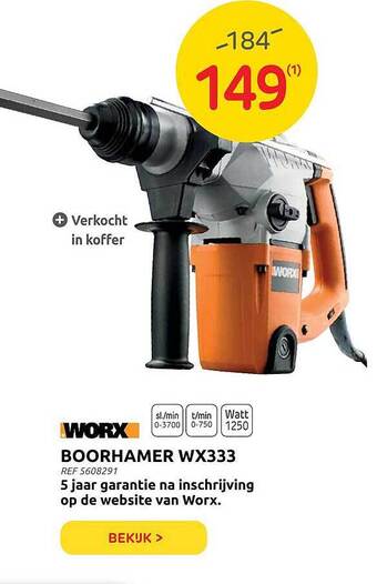 Brico Worx boorhamer wx333 aanbieding
