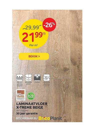 Brico Laminaatvloer x-treme beige aanbieding
