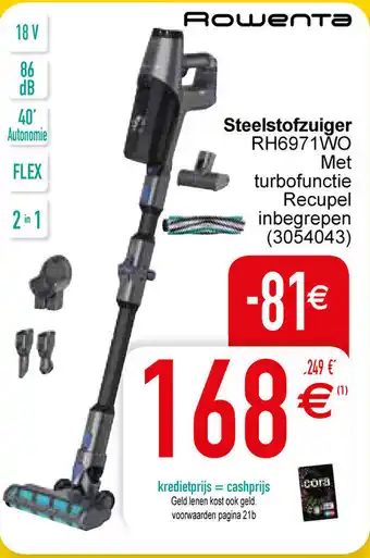 Cora Rowenta steelstofzuiger RH6971WO met turbofunctie recupel inbegrepen (3054043) aanbieding
