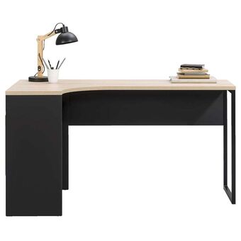 Leen Bakker Hoekbureau hannover - zwart/eikenkleur - 76,8x145x81 cm aanbieding
