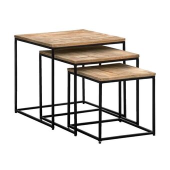 Leen Bakker Set van 3 bijzettafels kyan - zwart/naturelkleur - 48x50x50 cm aanbieding
