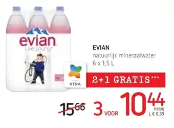 Spar Colruyt Evian Natuurlijk Mineraalwater 6 x 1,5L aanbieding
