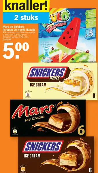 Albert Heijn Mars en Snickers Ijsrepen en Nestle Handijs Alle Variaten, Combineren en Mogelijk 2 Stuks aanbieding