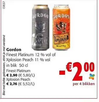 Gordon finest platinum 12% of xplosion peach 11% vol in blik