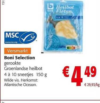 Colruyt Boni selection gerookte groenlandse heilbot aanbieding