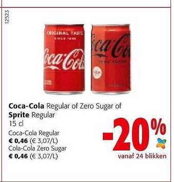 Colruyt Coca-cola regular of zero sugar of sprite regular aanbieding