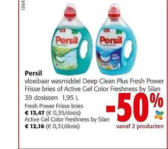 Colruyt Persil vloeibaar wasmiddel deep clean plus fresh power frisse bries of active gel color freshness by silan 39 dosissen aanbieding