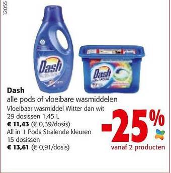 Colruyt Dash alle pods of vloeibare wasmiddelen aanbieding