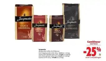 Colruyt Jacqmotte alle gemalen koffie of koffiebonen aanbieding