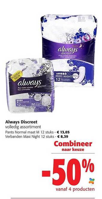 Colruyt Always discreet volledig assortiment aanbieding