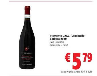 Colruyt Piemonte d.o.c. 'coccinella' barbera 2020 san silvestro piemonte - italië aanbieding