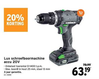 GAMMA Lux schroefboormachine accu 20v aanbieding