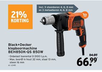 GAMMA Black+decker klopboormachine beh850k-qs 850w aanbieding
