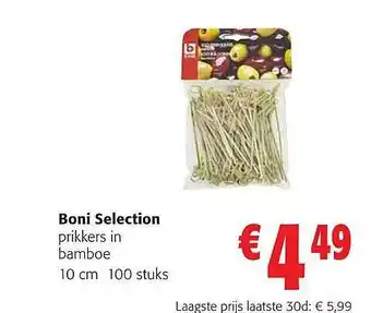 Colruyt Boni selection prikkers in bamboe aanbieding