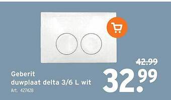 GAMMA Geberit duwplaat delta 3-6 l wit aanbieding