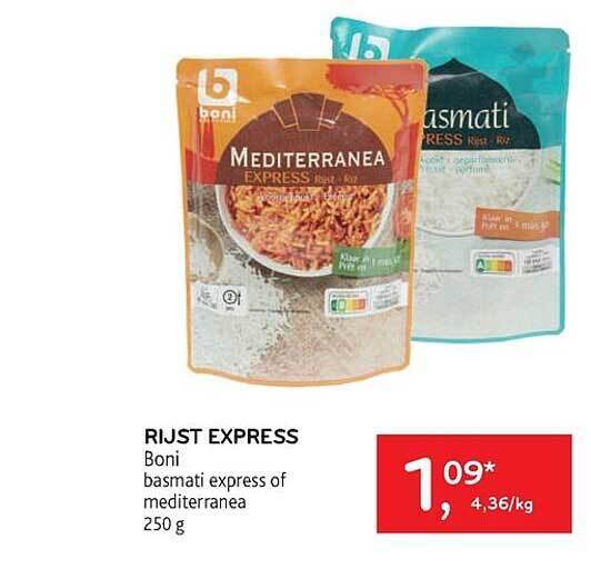 Rijst express boni basmati express of mediterranea promotie bij Alvo