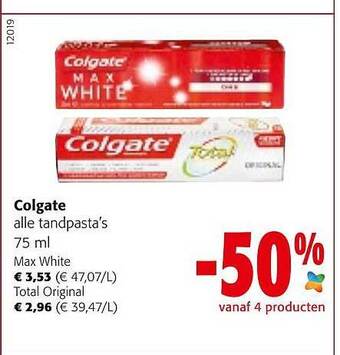 Colruyt Colgate alle tandpasta's aanbieding