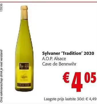 Colruyt Sylvaner 'tradition' 2020 a.o.o. alsace cave bennwihr aanbieding
