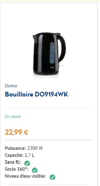 Domo Bouilloire DO9194WK