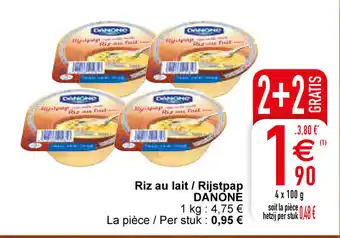 Cora Riz au lait / rijstpap danone 4 x 100g aanbieding