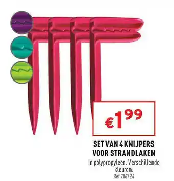 Trafic Set Van 4 Knijpers Voor Strandlaken aanbieding