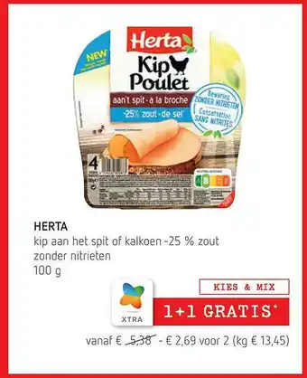 Spar Herta Kip Aan Het Spit Of Kalkoen -25% Zout Zonder Nitrieten aanbieding