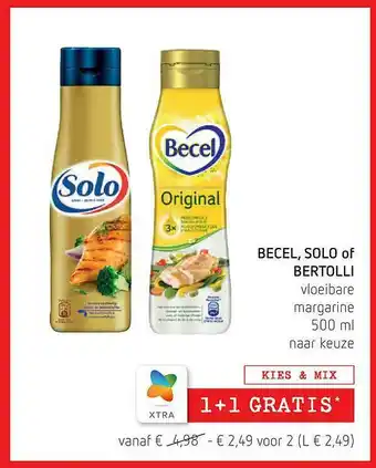 Spar Becel, Solo Of Bertolli Vloeibare Margarine 500 Ml aanbieding