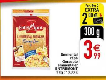 Cora Geraspte emmentaler entremont aanbieding