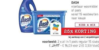 Dash vloeibaar wasmiddel of pods