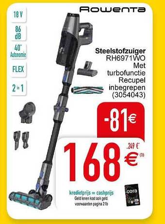 Cora Rowenta steelstofzuiger aanbieding