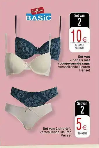 Cora 2 beha's met voorgevormd cups, 2 shorty's aanbieding