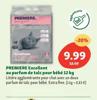 Maxi Zoo Premiere Excellent au Parfum de Talc Pour Bebe 12 kg aanbieding