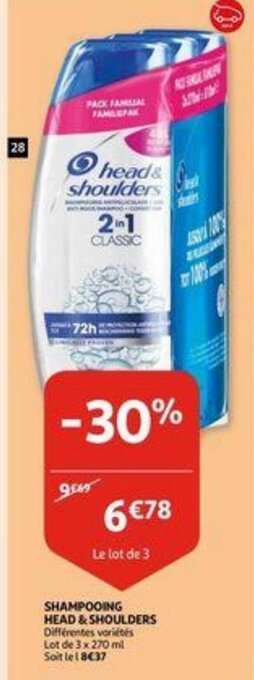 Shampooing head & shoulders
