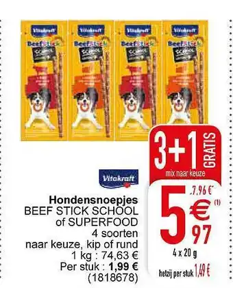 Cora Hondensnoepjes beef stick school of superfood aanbieding