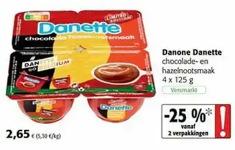 Colruyt Danone danette chocolade- en hazelnootsmaak aanbieding
