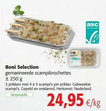 Colruyt Boni selection gemarineerde scampibrochettes aanbieding