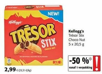 Colruyt Kellogg`s trésor stix choco nut aanbieding