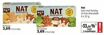 Colruyt Nat beer met honing of met chocolade aanbieding